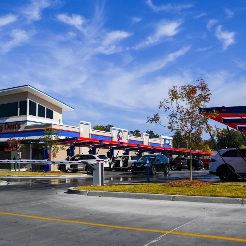 Street view of Big Dan's Car Wash, including the soft-touch automatic car wash and self-service stations